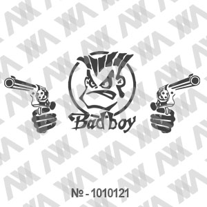 Наклейка на машину ''Bad boy с пистолетами''